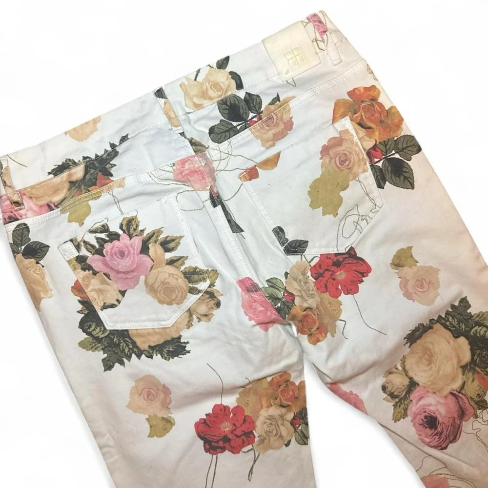 NWOT Insight VTG 2010s Women’s Mid-Rise Floral Print White Skinny Jean — Size 26 - Picture 5 of 6